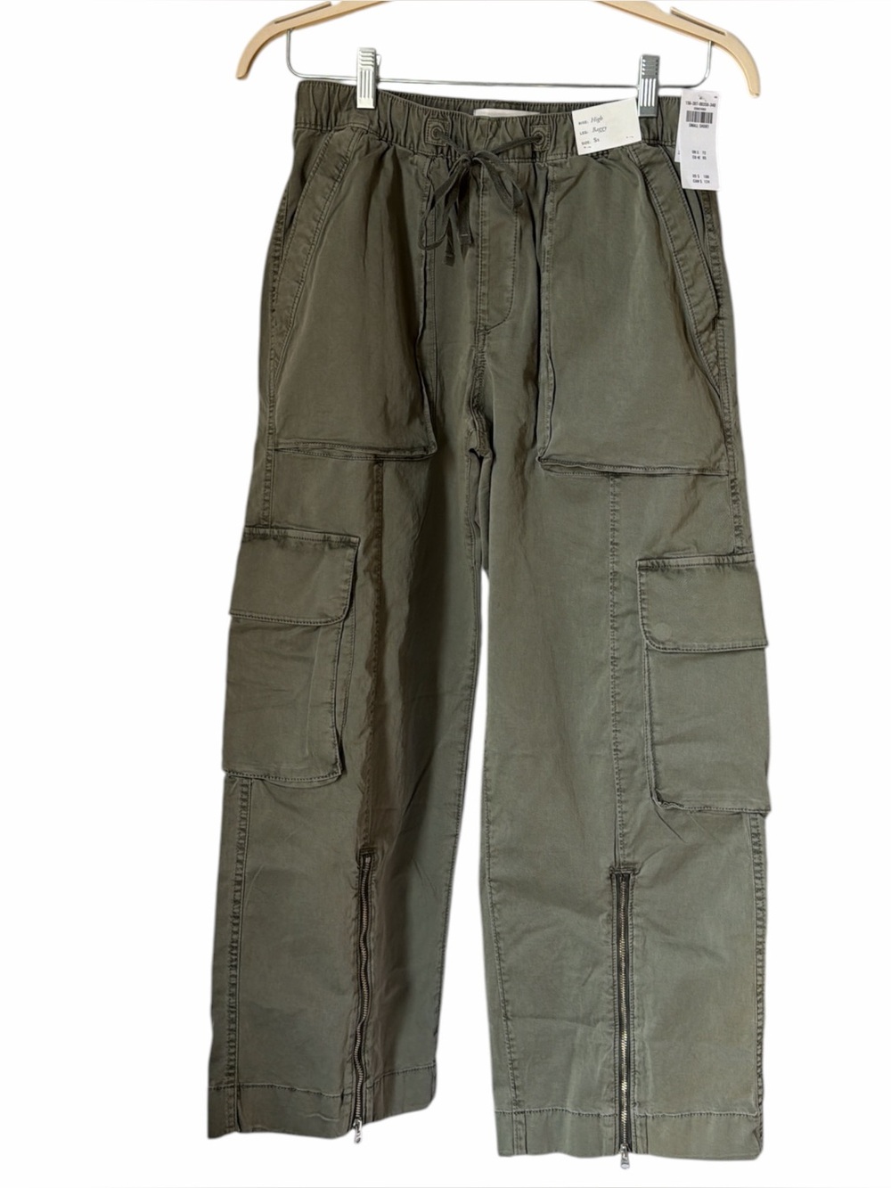 Abercrombie & Fitch Olive Green Wide Leg Baggy Cargo Pull On Pants Oversized - Picture 4 of 9